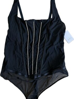 Auden Black Rhinestone Detail Bodysuit